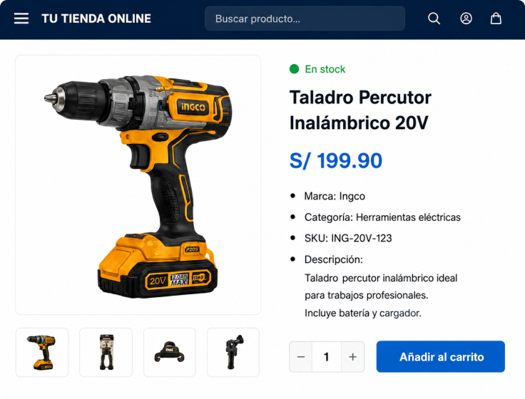 Ficha de producto de una tienda online